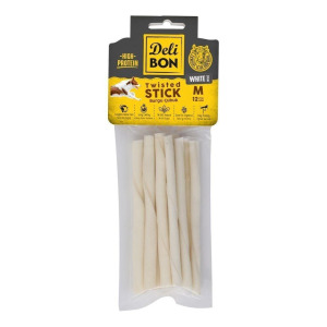 Delibon Burgu Çubuk Köpek Ödül Maması Kalın 12 Adet Beyaz