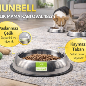 NUNBELL ÇELİK MAMA KABI OVAL 18cm