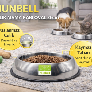 NUNBELL ÇELİK MAMA KABI OVAL 26cm