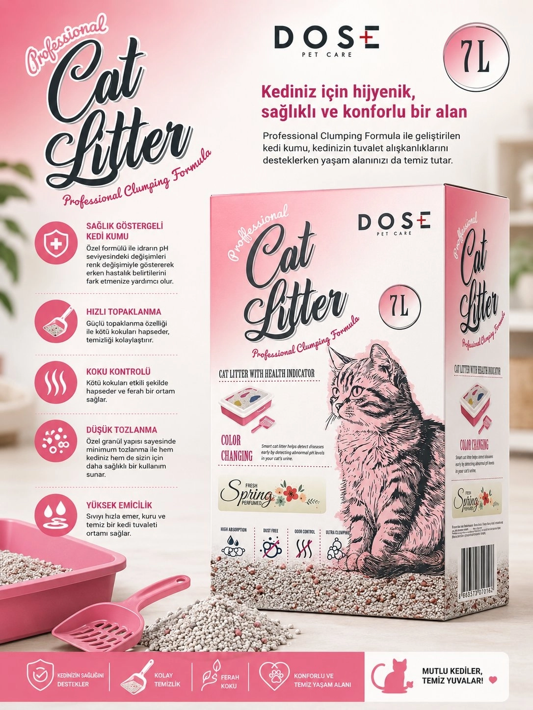 Dose Smart Cat Litter Erken Teşhis Kedi Kumu 7 Lt