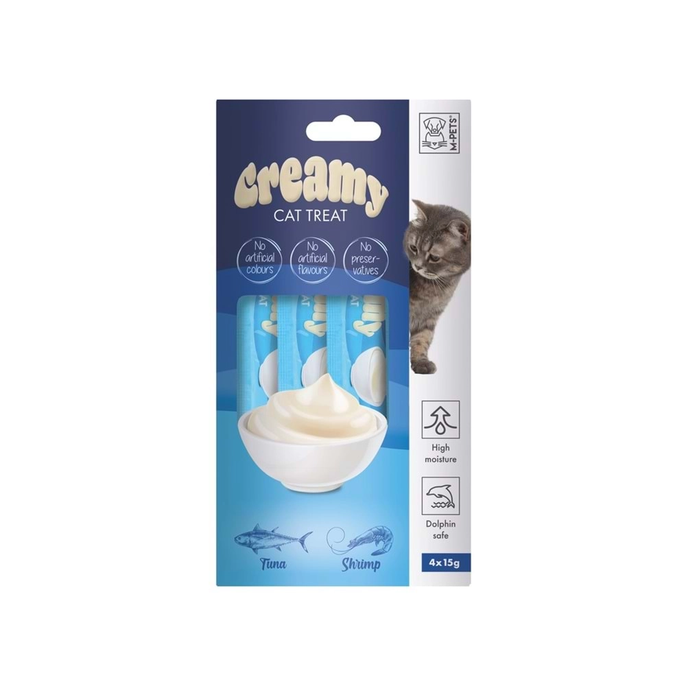 M-PETS CREAMY TON BALIKLI KARİDESLİ KEDİ ÖDÜLÜ 4X15GR
