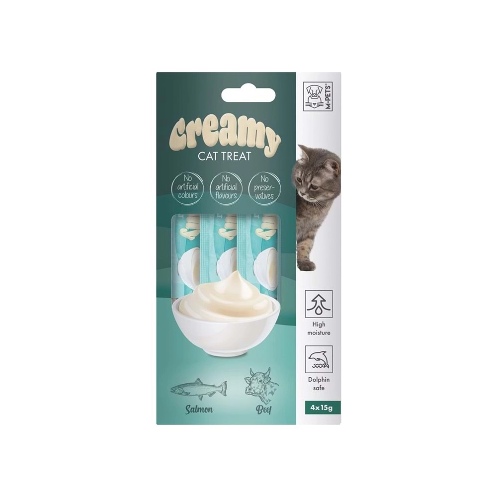M-PETS CREAMY SOMON BALIKLI BİFTEKLİ KEDİ ÖDÜLÜ 4X15GR