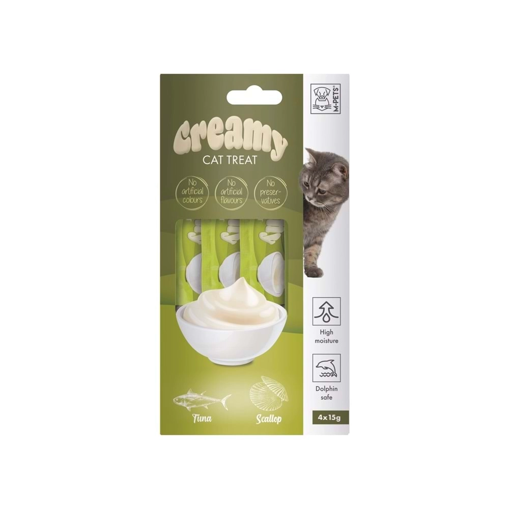 M-PETS CREAMY TON BALIKLI DENİZ TARAKLI KEDİ ÖDÜLÜ 4X15GR