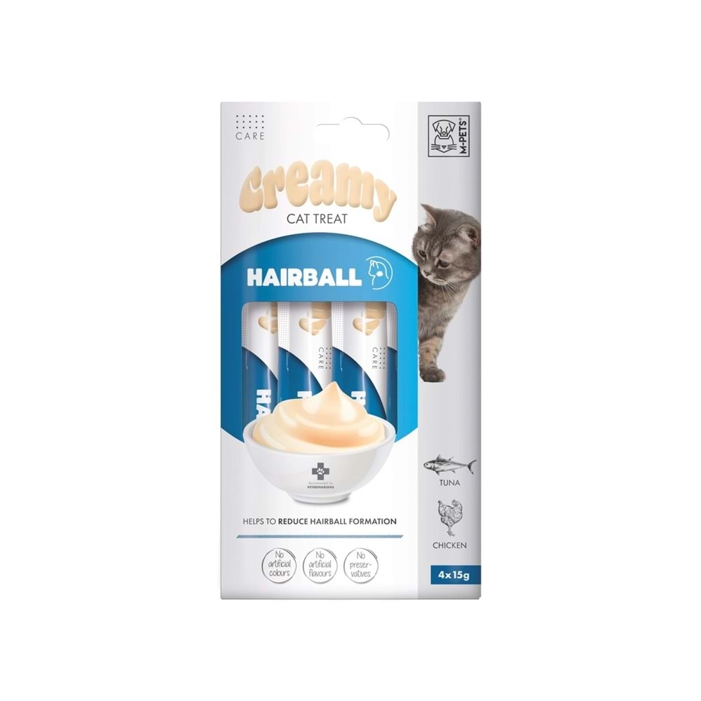 M-PETS HAIRBALL FONKSİYONEL CREAMY KEDİ ÖDÜLÜ 4X15GR