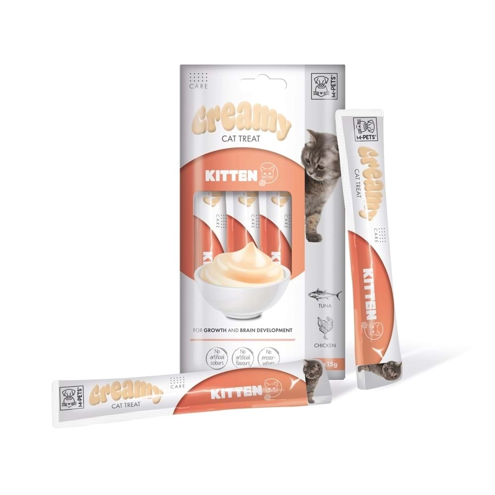 M-PETS KITTEN FONKSİYONEL CREAMY KEDİ ÖDÜLÜ 4X15GR