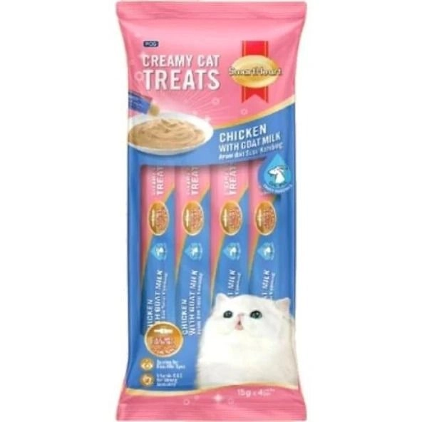 SMART HEART TAVUK İLE KEÇİ SÜTÜ KREMA KEDİ ÖDÜL 4x15gr