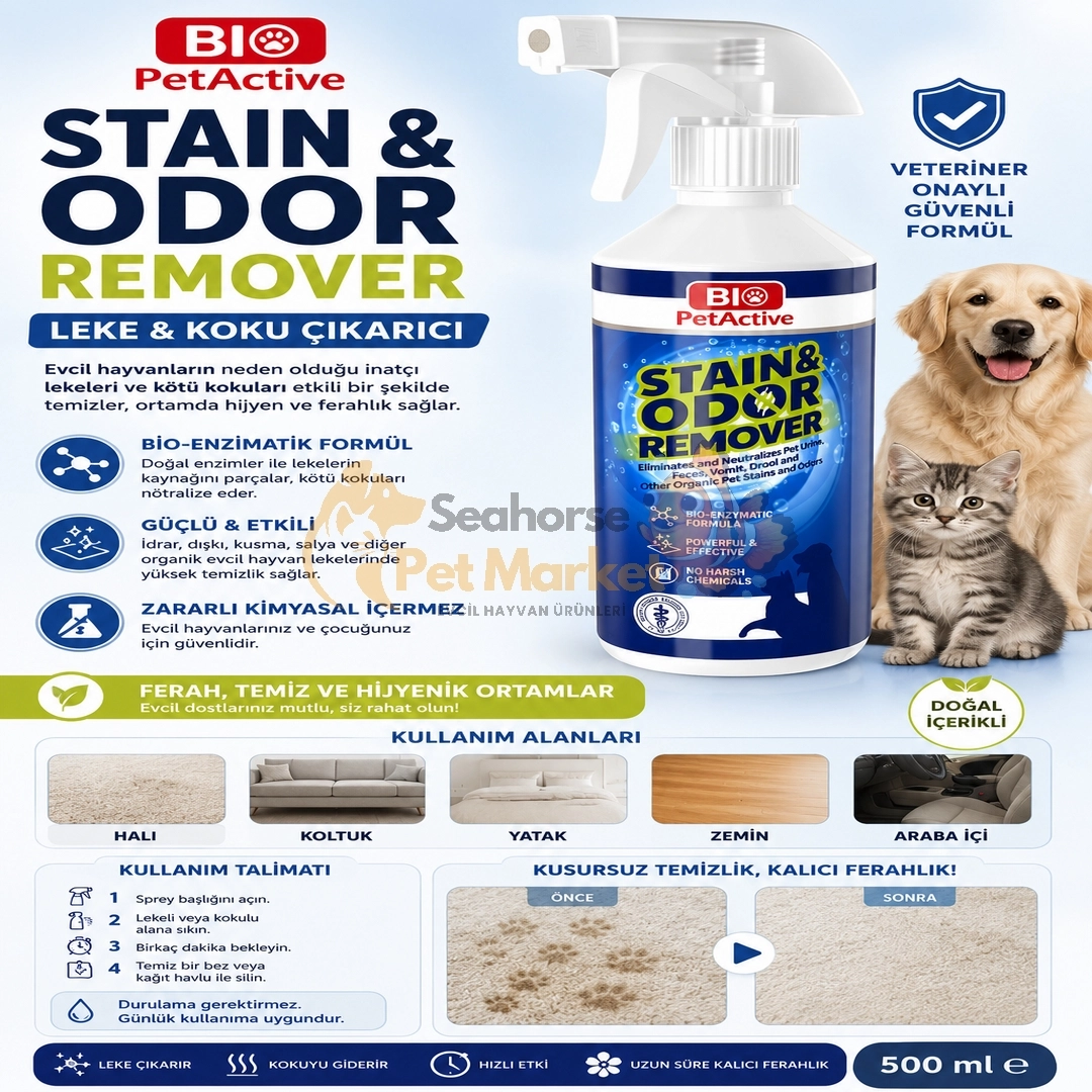 BİO PETACTİVE STAIN ODOR REMOVER 490 ML LEKE ÇIKARICI