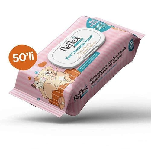 REFLEX CARE EVCİL HAYVANLAR İÇİN ÇOK AMAÇLI HİJYENİK TEMİZLEME HAVLUSU 50’Lİ
