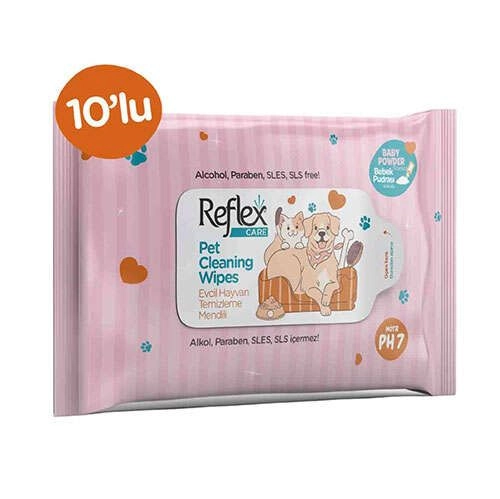 REFLEX CARE EVCİL HAYVANLAR İÇİN ÇOK AMAÇLI HİJYENİK TEMİZLEME MENDİLİ 10’LU