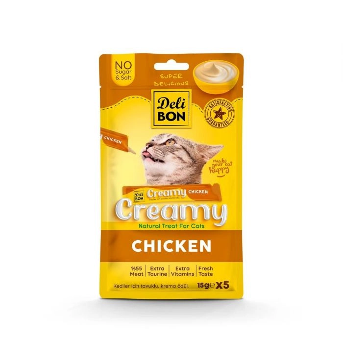 DELİBON CREAMY ÖDÜL MAMASI TAVUKLU 15GR 5Lİ PAKET