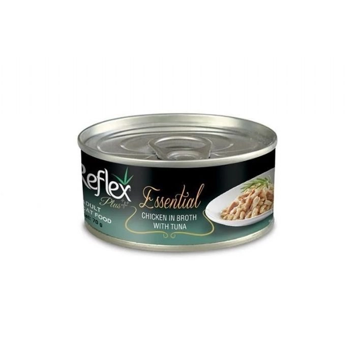    REFLEX PLUS ESSENTIAL TAVUK VE TON BALIKLI ET SUYU İÇİNDE 70 GR