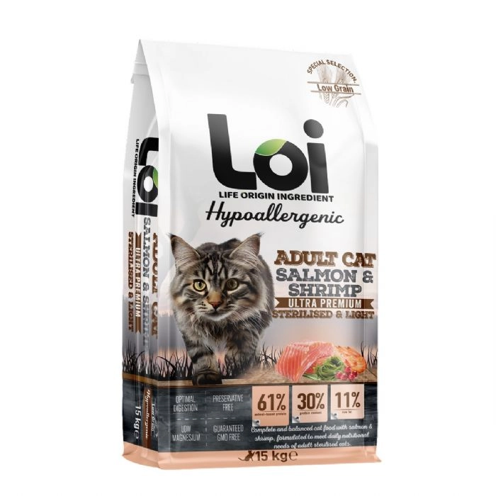 LOI YETİŞKİN KISIR KEDİ SOMON VE KARİDES 15 KG