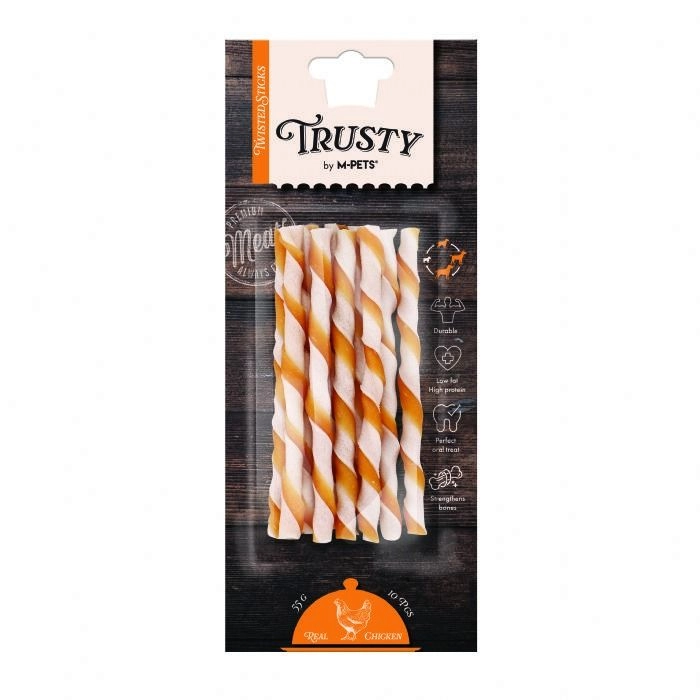 M-PETS TRUSTY CHICKEN TWISTED STICKS 10LU 55GR/12,7CM