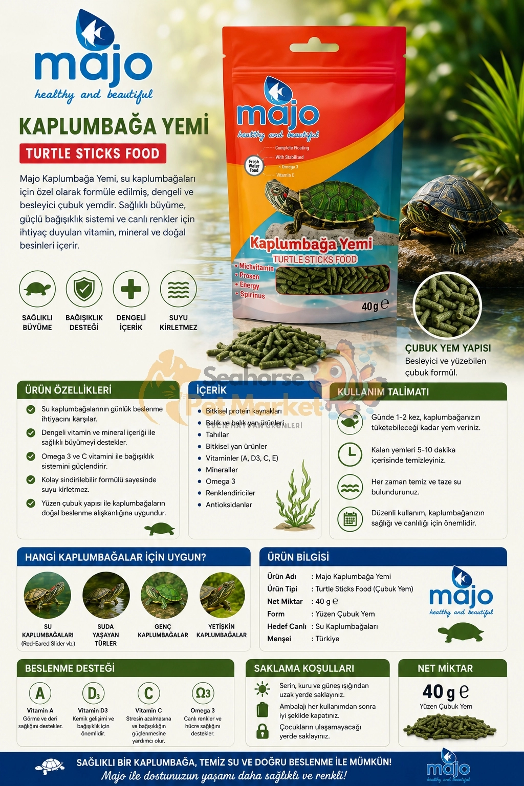 MAJO KAPLUMBAĞA YEMİ 40 GR