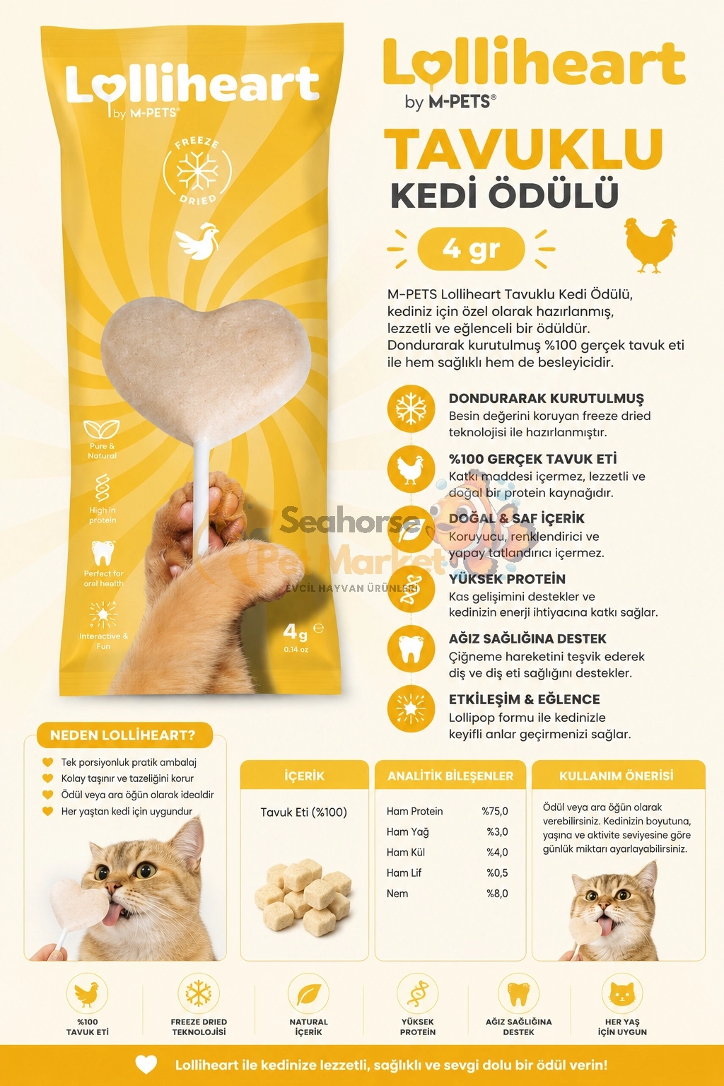 29012799 M-PETS LOLLİHEART TAVUKLU KEDİ ÖDÜLÜ 4GR 