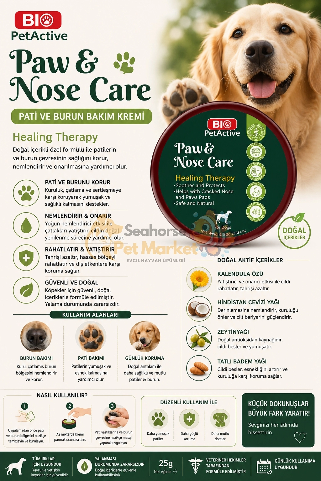 BİO PETACTİVE PAW NOSE PATİ VE BURUN BAKIM KREMİ 50GR