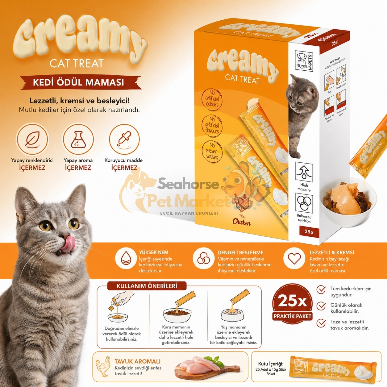 M-PETS CREAMY TAVUKLU KEDİ ÖDÜLÜ 25X15GR