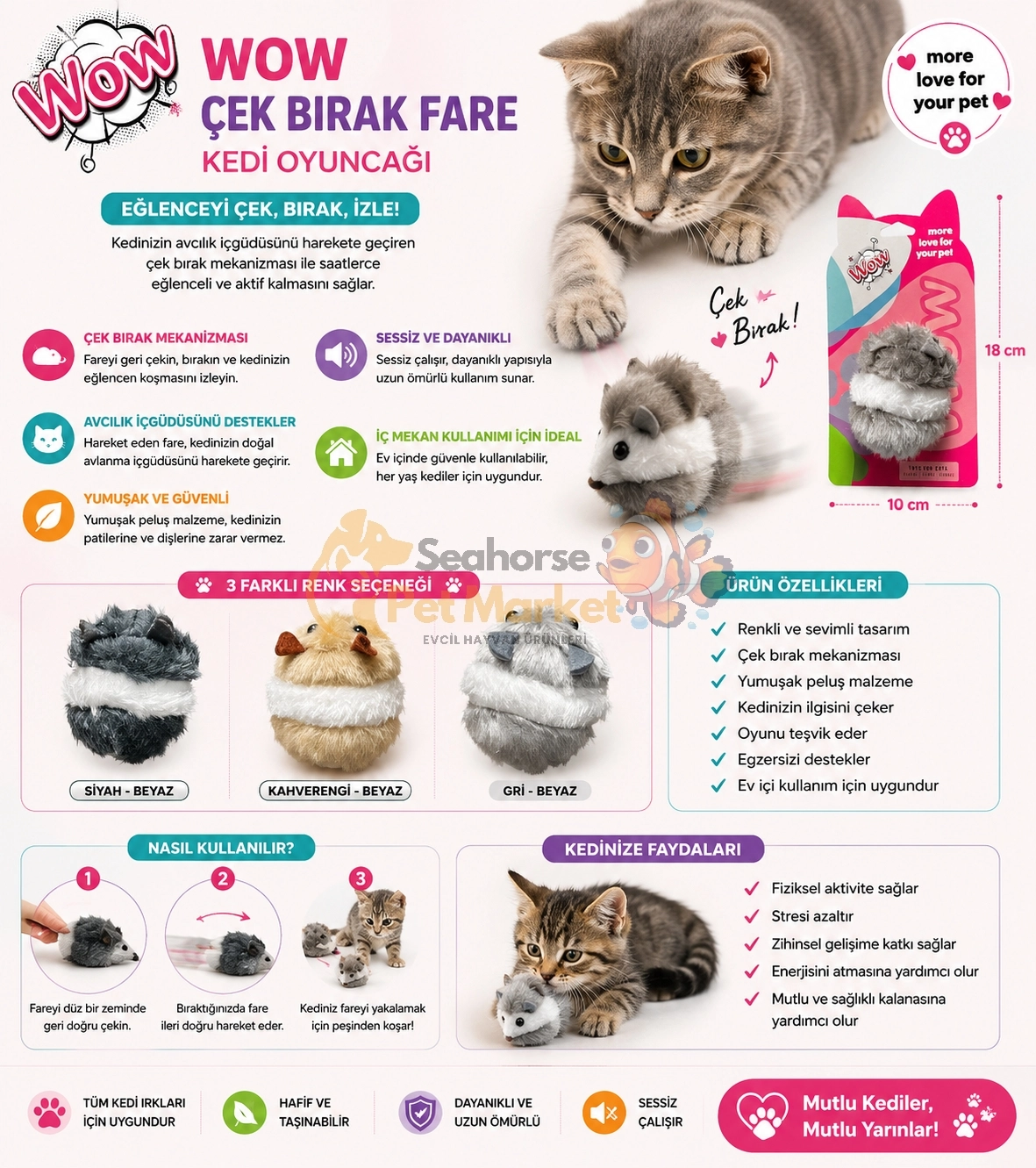 WOW KEDİ OYUNCAK ÇEK BIRAK FARE