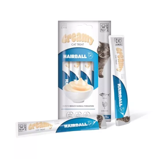 M-PETS HAIRBALL FONKSİYONEL CREAMY KEDİ ÖDÜLÜ 4X15GR