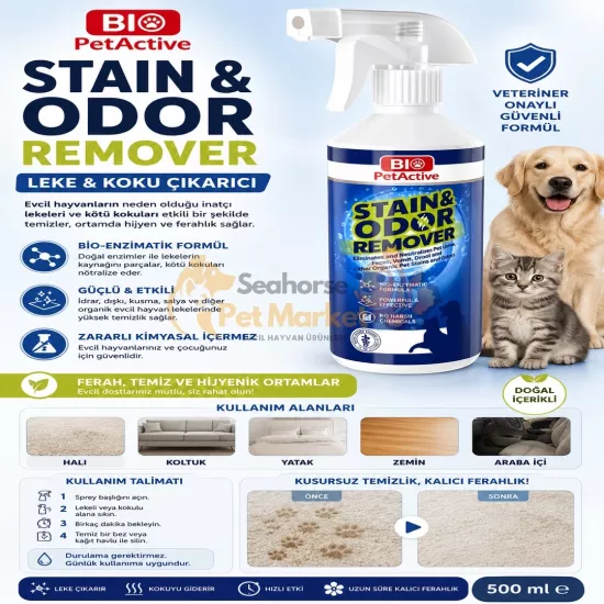 BİO PETACTİVE STAIN ODOR REMOVER 490 ML LEKE ÇIKARICI