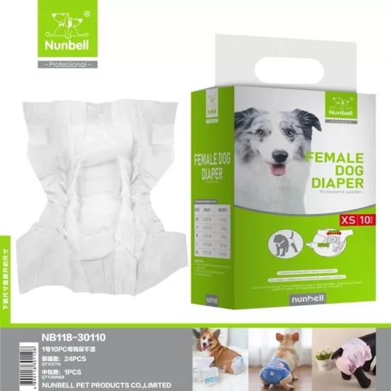 Nunbell Female Dog Diaper XS 10’lu Dişi Köpek Bezi – Süper Emici ve Sızdırmaz Koruma