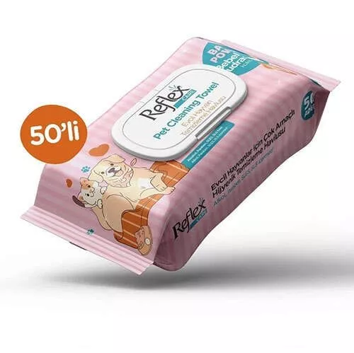 REFLEX CARE EVCİL HAYVANLAR İÇİN ÇOK AMAÇLI HİJYENİK TEMİZLEME HAVLUSU 50’Lİ