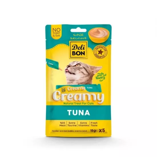 DELİBON CREAMY ÖDÜL MAMASI TON BALIKLI 15GR 5Lİ PAKET