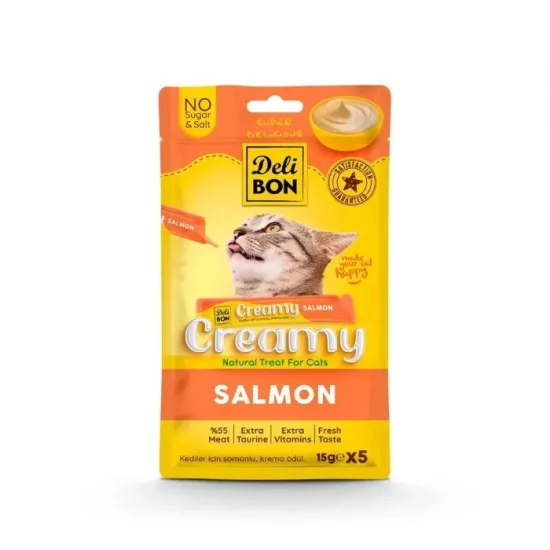 DELİBON CREAMY ÖDÜL MAMASI SOMONLU 15GR 5Lİ PAKET