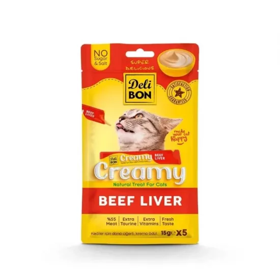 DELİBON CREAMY ÖDÜL MAMASI DANA CİĞERLİ 15GR 5Lİ PAKET