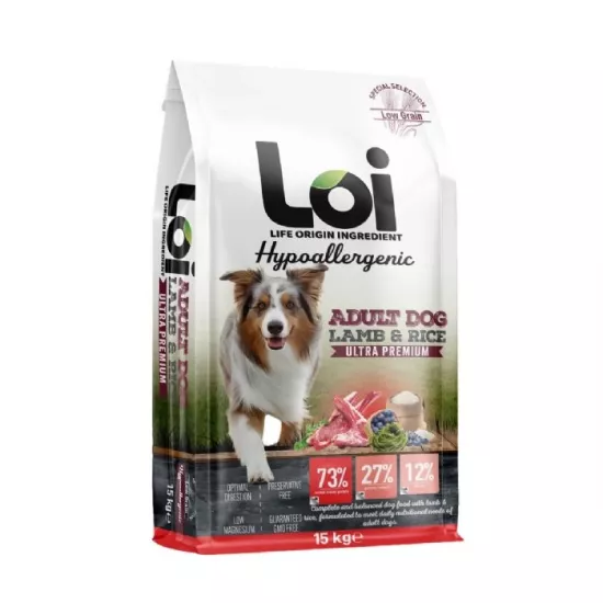 LOI YETİŞKİN KÖPEK KUZU ETLİ VE PİRİNÇLİ 15 KG