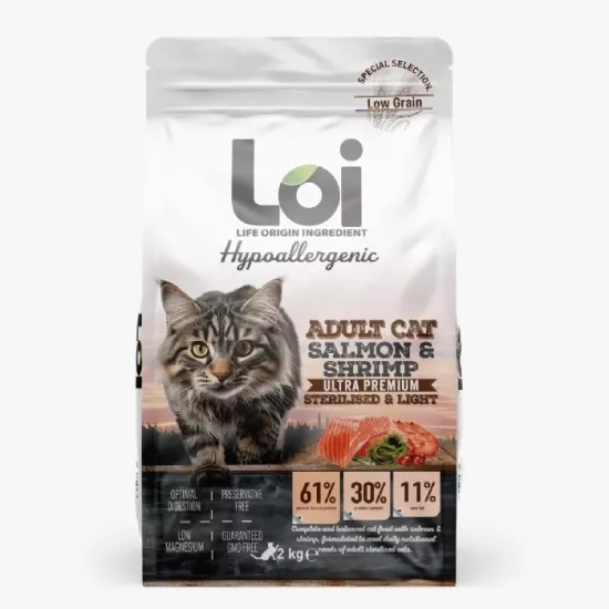 LOI YETİŞKİN KISIRLAŞTIRILMIŞ KEDİ SOMON VE KARİDES 2 KG