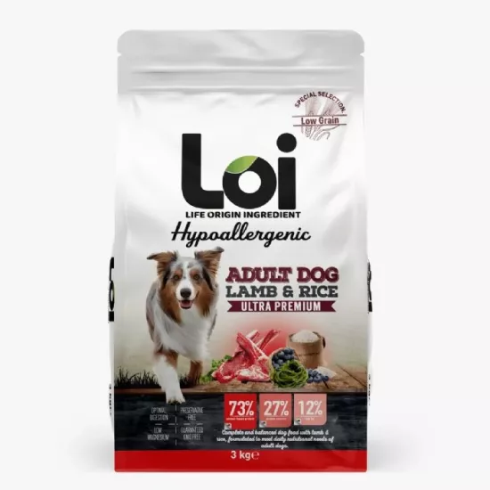 LOI YETİŞKİN KÖPEK KUZU ETLİ VE PİRİNÇLİ 3 KG