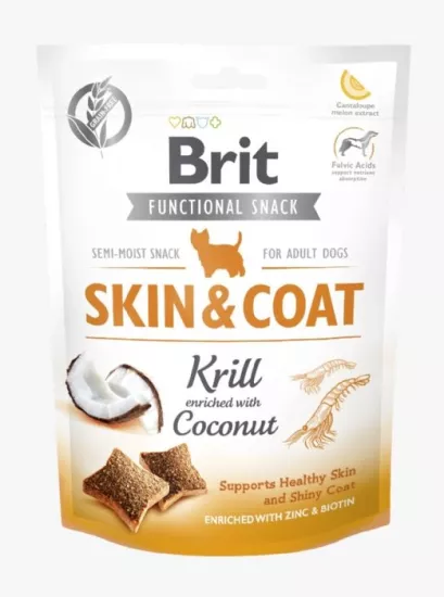 BRIT CARE DOG FUNCT. SNACK SKIN&COAT KRILL 150G