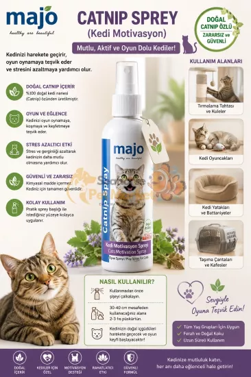 Majo Catnip Sprey | Doğal Kedi Motivasyon Spreyi | Kedi Oyun Spreyi