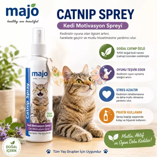 Majo Catnip Sprey | Doğal Kedi Motivasyon Spreyi | Kedi Oyun Spreyi