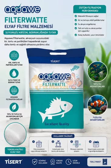 Tisert Aquawe Filterwatte Elyaf Tekli | Akvaryum Filtre Elyafı | Mekanik Filtre Malzemesi