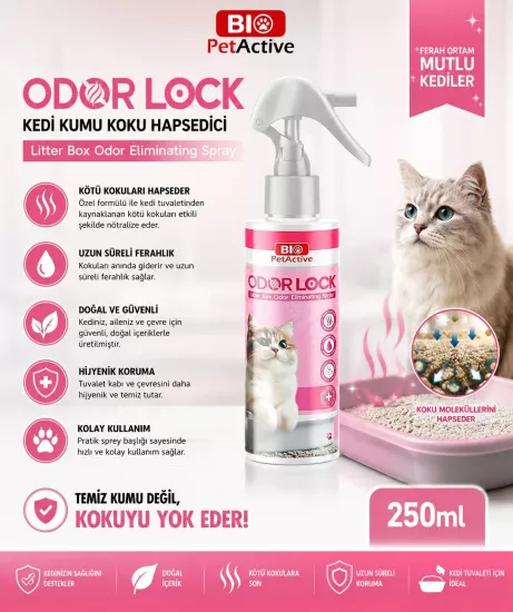 BİO PetActive Odor Lock 250 ML | Kedi Kumu Koku Hapsedici Sprey
