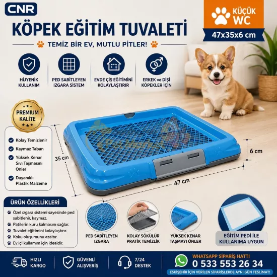 CNR Köpek Tuvaleti Küçük WC 47x35x6 cm | Ped Sabitlemeli Köpek Eğitim Tuvaleti