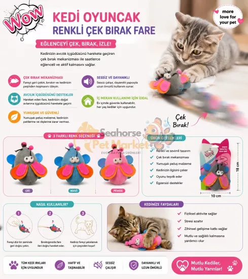 WOW Çek Bırak Fare Kedi Oyuncağı 