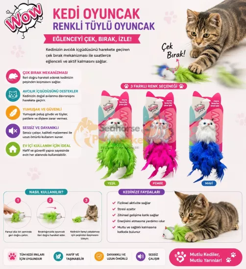 WOW Tüylü Peluş Kedi Oyuncağı Renkli Kedi Oyuncağı