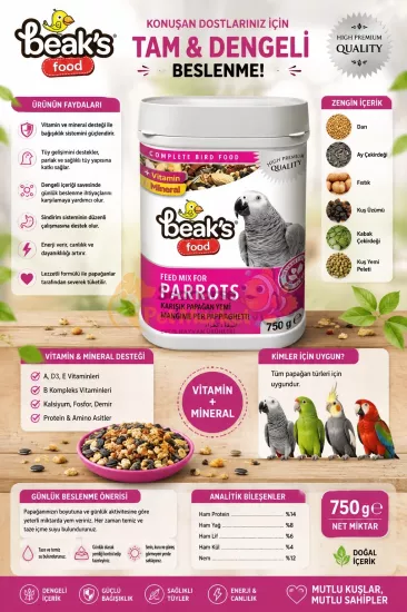 BEAKS PAPAĞAN YEMİ 750 GR
