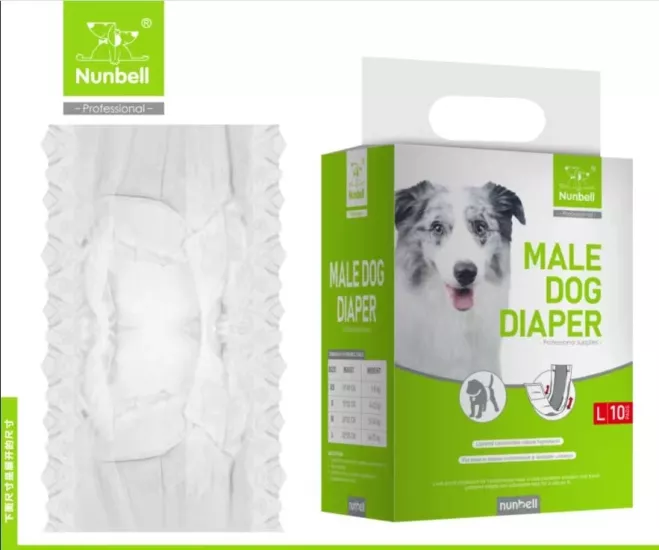 Nunbell Male Dog Diaper L 10’lu Erkek Köpek Bezi – Emici, Sızdırmaz ve Konforlu Köpek Alt Bezi