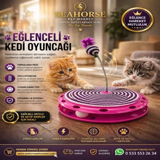 Seahorse Kedi Oyuncağı | Yaylı Tırmalama Pedli Eğlenceli Oyuncak