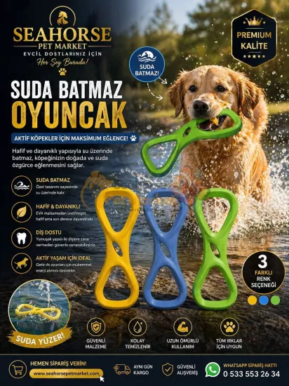 M-PETS Suda Batmaz EVA Köpek Oyuncağı | Yüzen Getir Götür Oyuncağı | Seahorse Pet Market